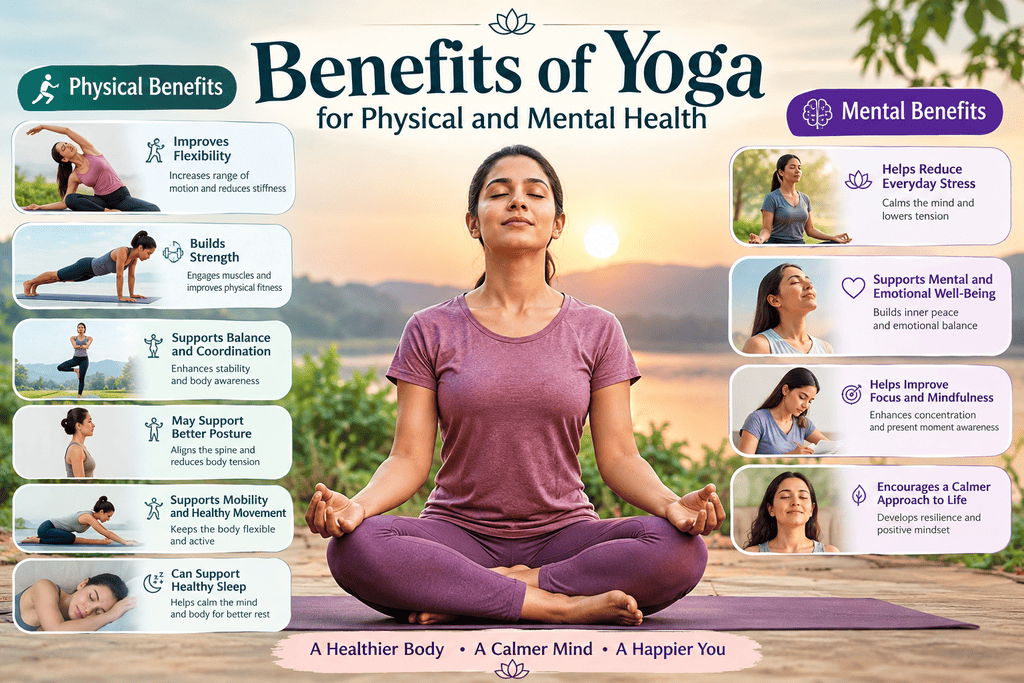 showcasing the benefits of yoga for physical and mental health